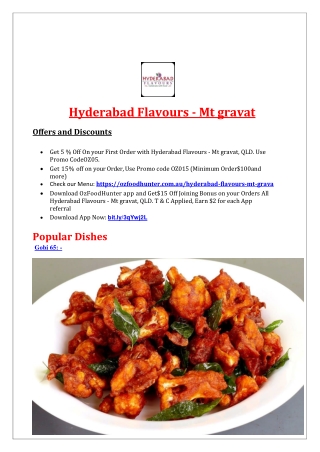 5% Off - Hyderabad Flavours Indian Restaurant Menu Mt Gravat, QLD