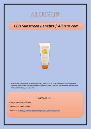 CBD Sunscreen Benefits | Allueur.com