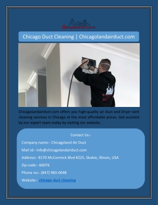 Chicago Duct Cleaning | Chicagolandairduct.com