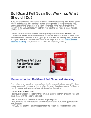 BullGuard Full Scan Not Working: What Should I Do?