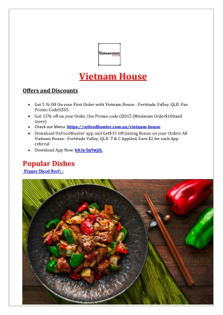 5% Off - Vietnam House Restaurant Menu Fortitude Valley, QLD