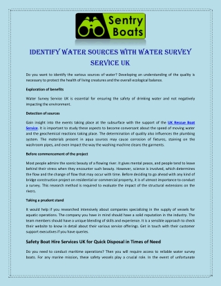 Identify Water Sources with Water Survey Service UK