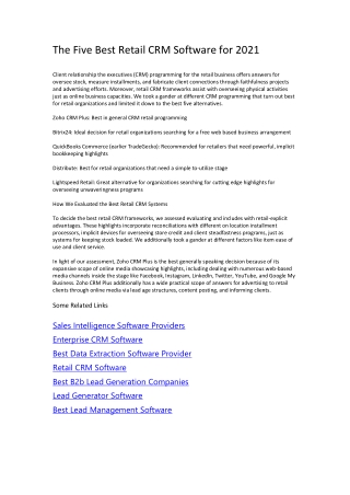 The Five Best Retail CRM Software for 2021