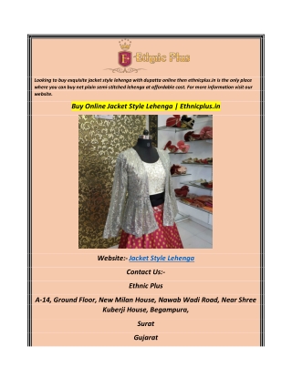 Buy Online Jacket Style Lehenga  Ethnicplus.in