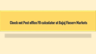 Post office fixed deposit calculator
