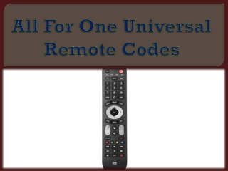 All For One Universal Remote Codes