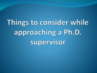 Contacting Potential PhD Supervisors