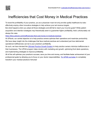 Inefficiencies that Cost Money in Medical Practices
