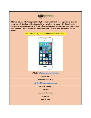 Iphone XR Screen Replacement  Mobilerepairfactory.com.au