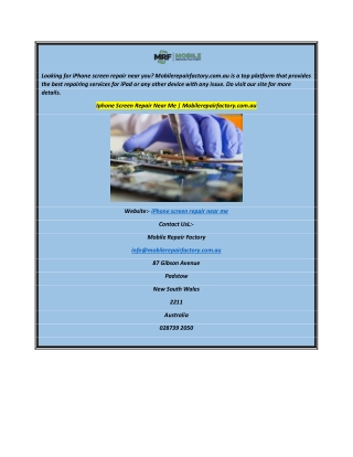Iphone Screen Repair Near Me  Mobilerepairfactory.com.au