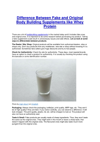 Difference Between Fake and Original Body Building Supplements like Whey Protein