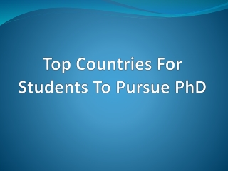 Best Countries For PhD Studies