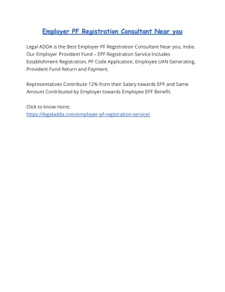 Employer PF Registration Consultant Near you