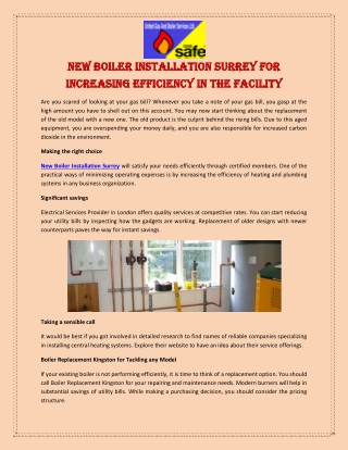 New Boiler Installation Surrey for Increasing Efficiency in the Facility