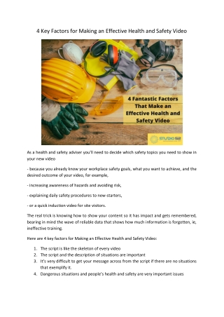 4 Key Factors for Making an Effective Health and Safety Video