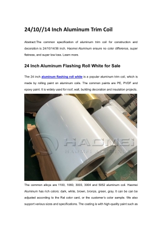 24 10 14 Inch Aluminum Coil
