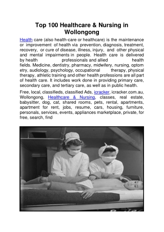 Top 100 Healthcare & Nursing in Wollongong
