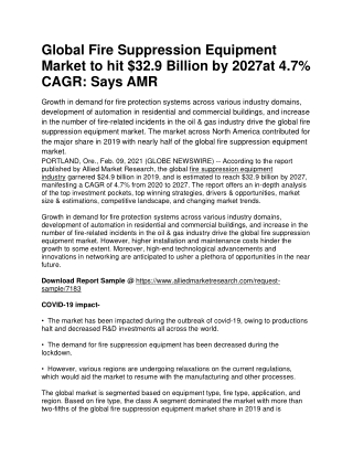 Global Fire Suppression Equipment Market