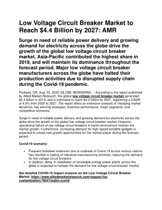 Low Voltage Circuit Breaker Market