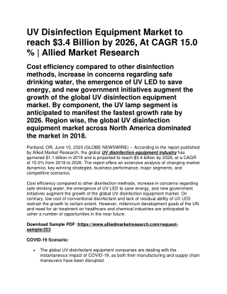 UV Disinfection Equipment Market