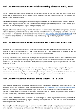 Find Out More About Cake Raw Materials In Haifa, Israel