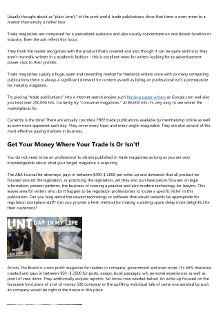 Trade Writing - for  Cash money! in 21st Century