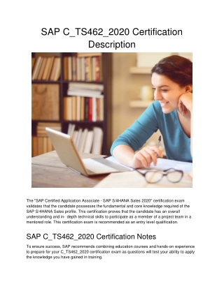 SAP C_TS462_2020 Certification Description