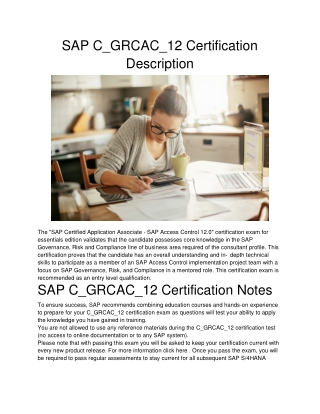 SAP C_GRCAC_12 Certification Description