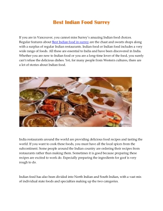 Best Indian Food Surrey