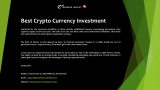 Best Crypto Currency Investment