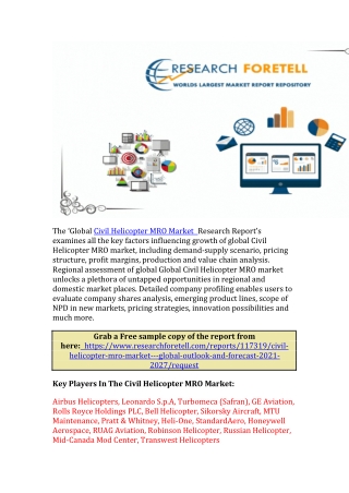 Civil Helicopter MRO Market Analysis 2021 | Global Demand Analysis, Trends & Opp