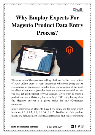 Why Employ Experts For Magento Product Data Entry Process?