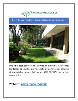 Paver Repair Hinsdale | Grassroots Landscape Specialties