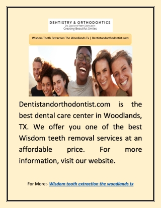 Wisdom Tooth Extraction The Woodlands Tx | Dentistandorthodontist.com