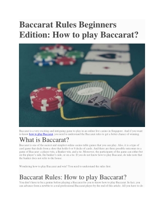 How to play Baccarat?