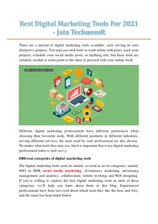 Best Digital Marketing Tools For 2021 - Jain Technosoft