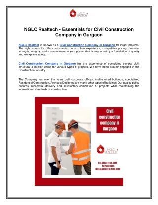 NGLC Realtech - Essentials for Civil Construction Company in Gurgaon