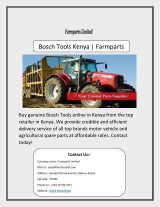 Bosch Tools Kenya | Farmparts