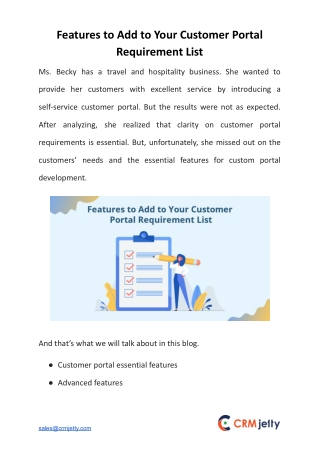 Features to Add to Your Customer Portal Requirement List