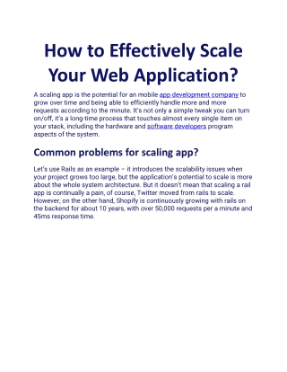 How to Effectively Scale Your Web Application