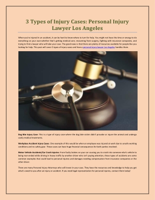 3 Types of Injury Cases: Personal Injury Lawyer Los Angeles