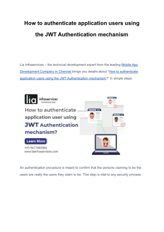 How to authenticate application users using the JWT Authentication mechanism