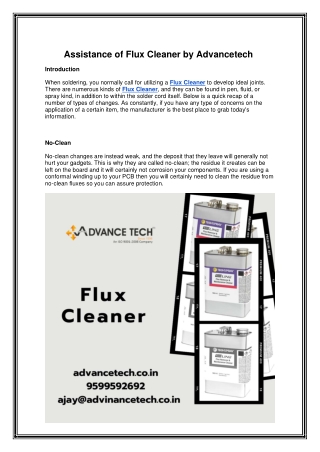 Assistance of Flux Cleaner by Advancetech
