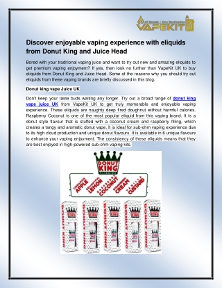 Donut king vape Juice UK