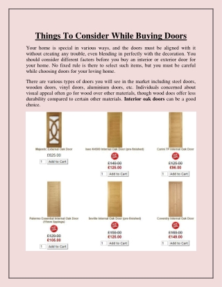 Things To Consider While Buying Doors