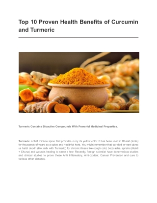 Top 10 Proven Health Benefits of Curcumin and Turmeric