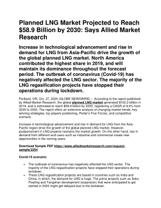 Planned LNG Market Projected