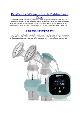 BabyBuddha® Single or Double Portable Breast Pump