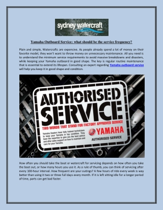 Yamaha Outboard Service what should be the service frequency