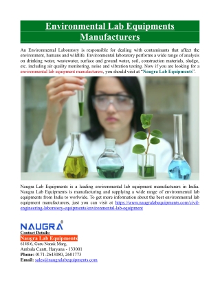 Environmental Lab Equipment Manufacturers